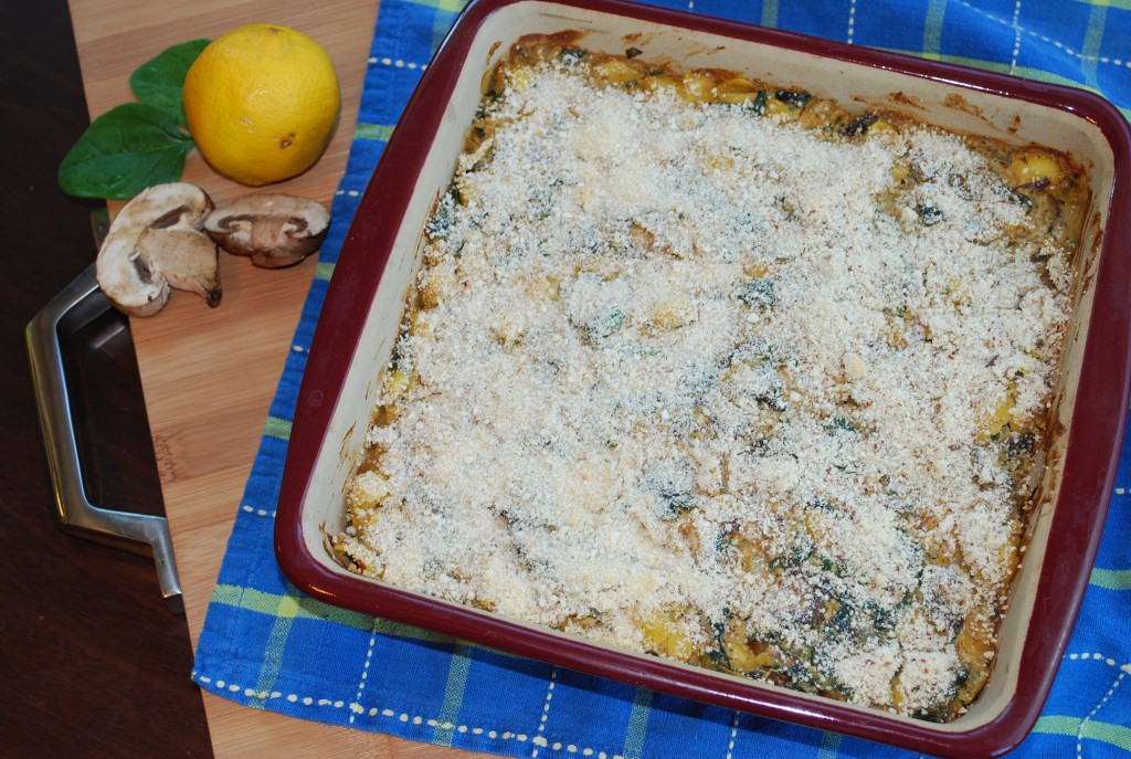 Lemon, Baby Bella & Greens Pasta Bake