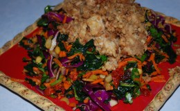 AMAZING Kale Salad topped with Smoky Maple Tempeh&nbsp;Crumbles