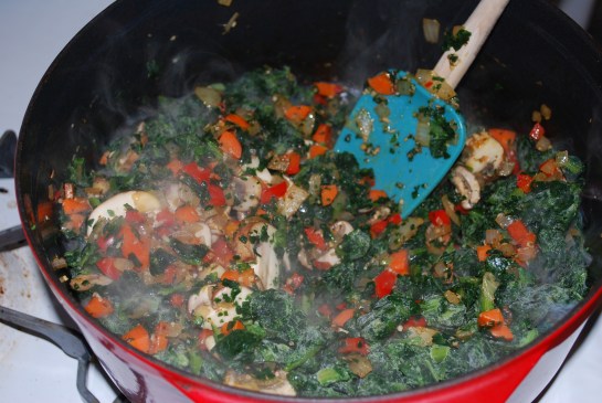 Sauteed greens, veggies, mushrooms, onions and garlic....