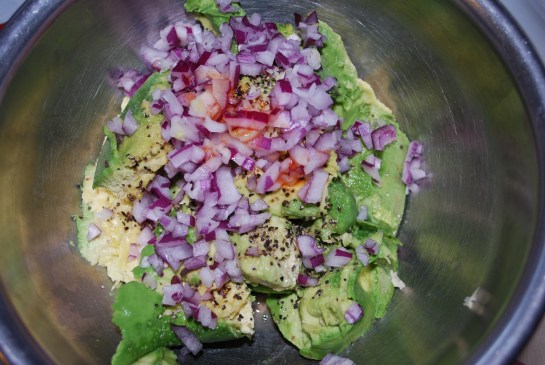 Add all ingredients in the same bowl (I ran out of cilantro for this batch)